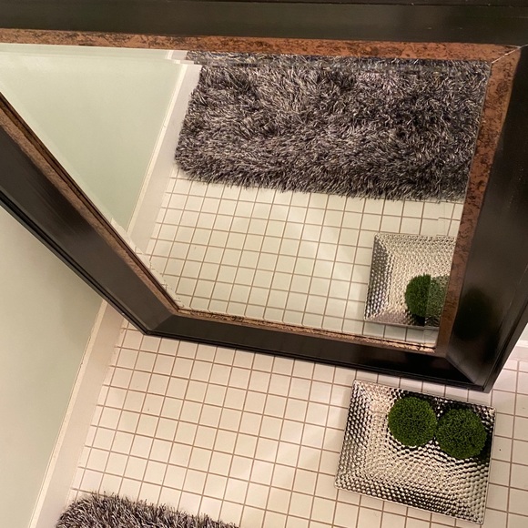 Stylish Black with Gold Trim Wood Frame Mirror - Picture 5 of 9